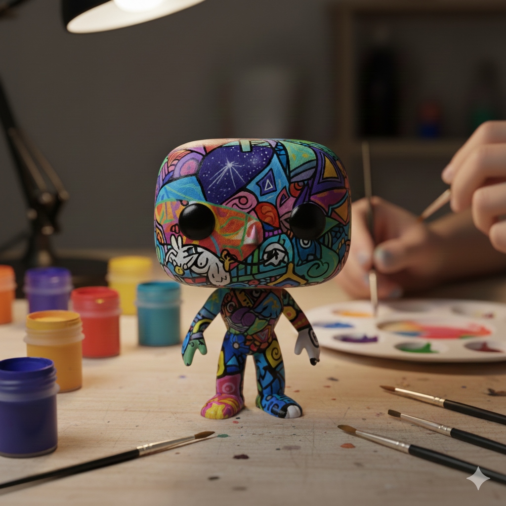 Mão pintando um Funko DIY Branco