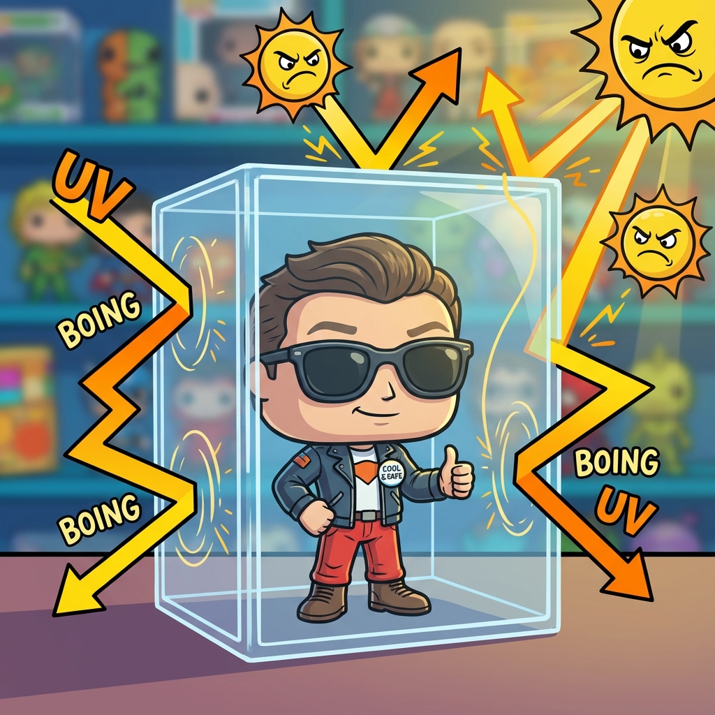 Ilustração de Case com Proteção UV bloqueando raios solares