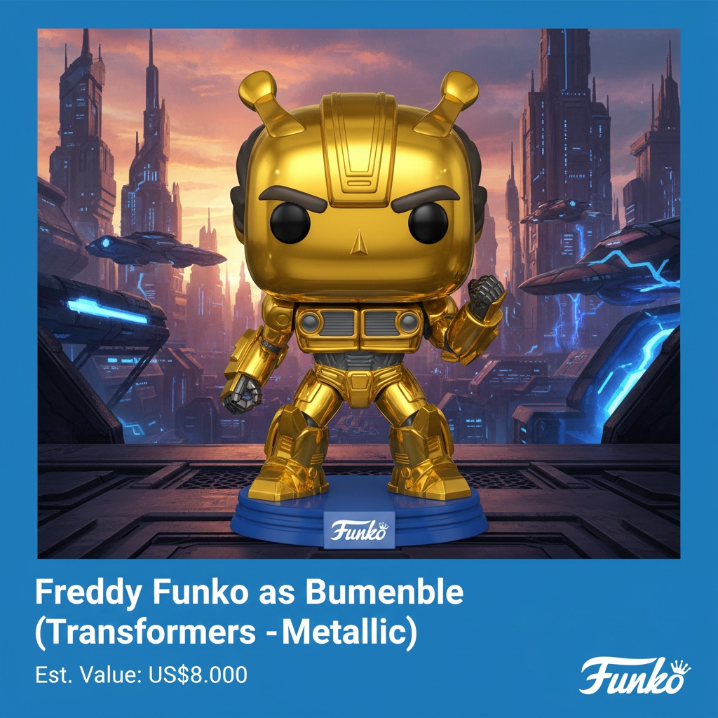 Freddy Funko como Bumblebee Transformers Metálico